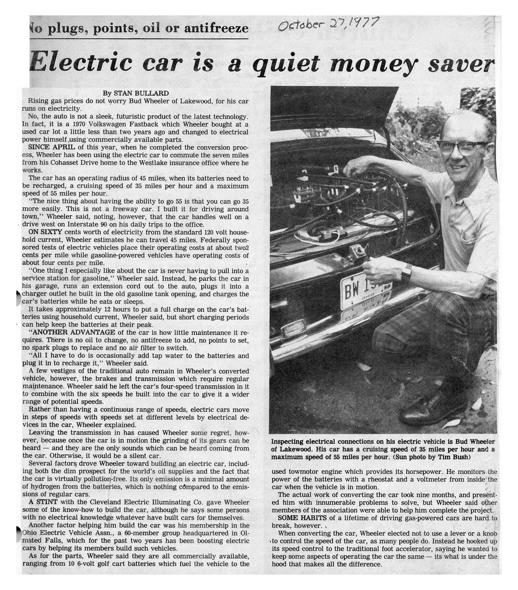 Plain Dealer Profile of Bud Wheeler's Electric Car