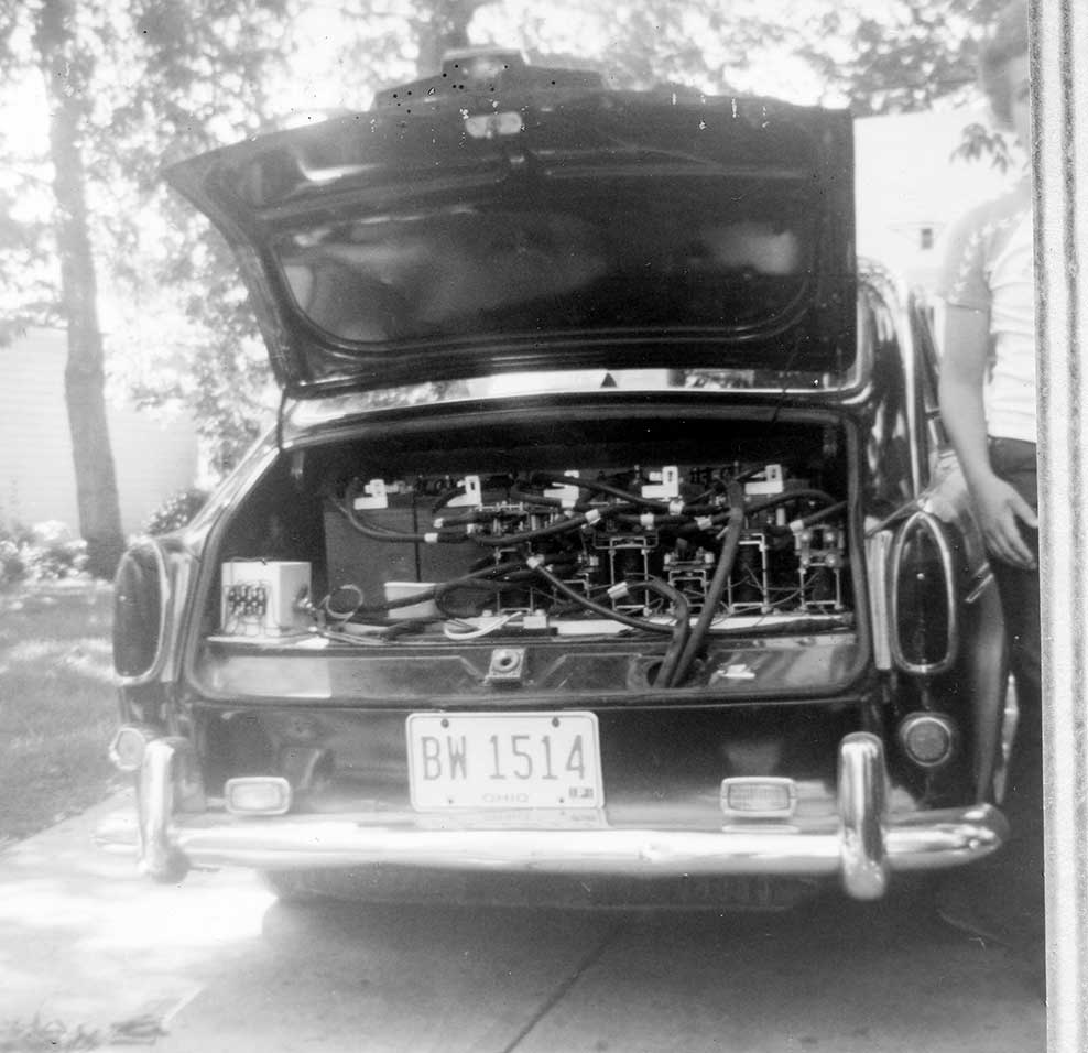 Rear battery bank in Bud Wheeler's Electric Car.